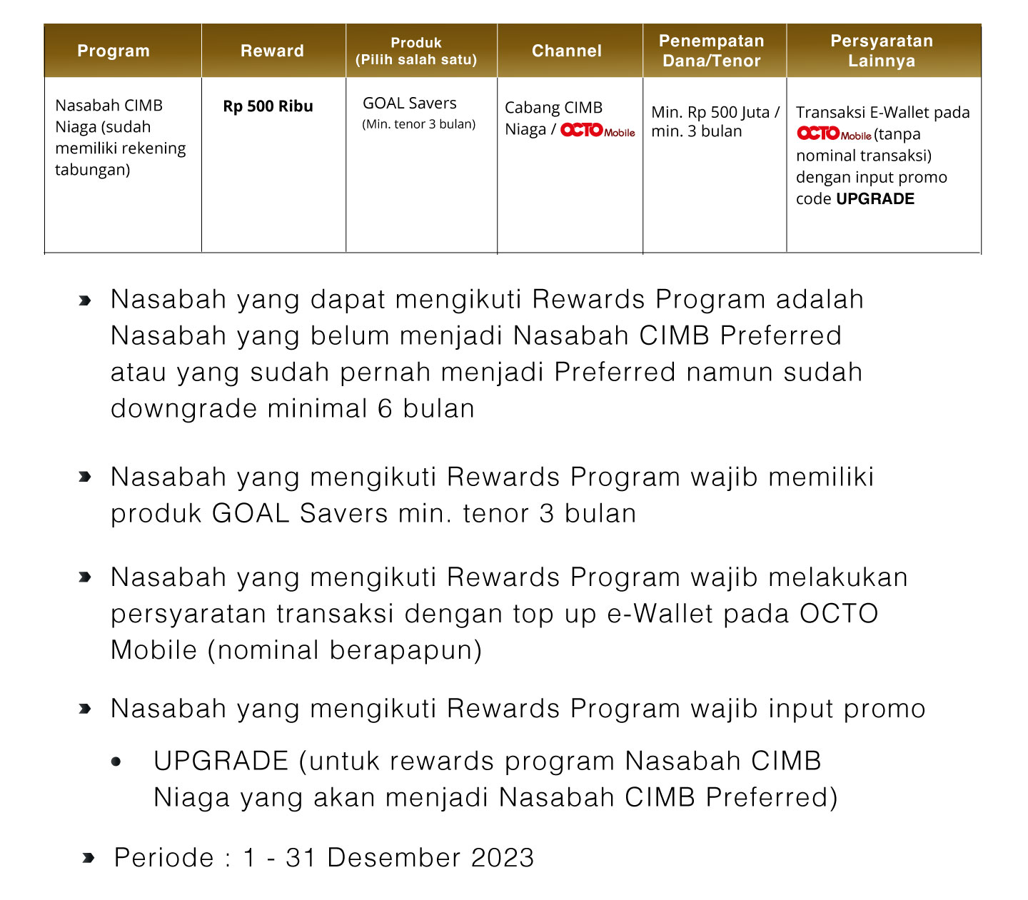 Bergabung bersama CIMB Preferred Xtra Reward Rp 500 Ribu