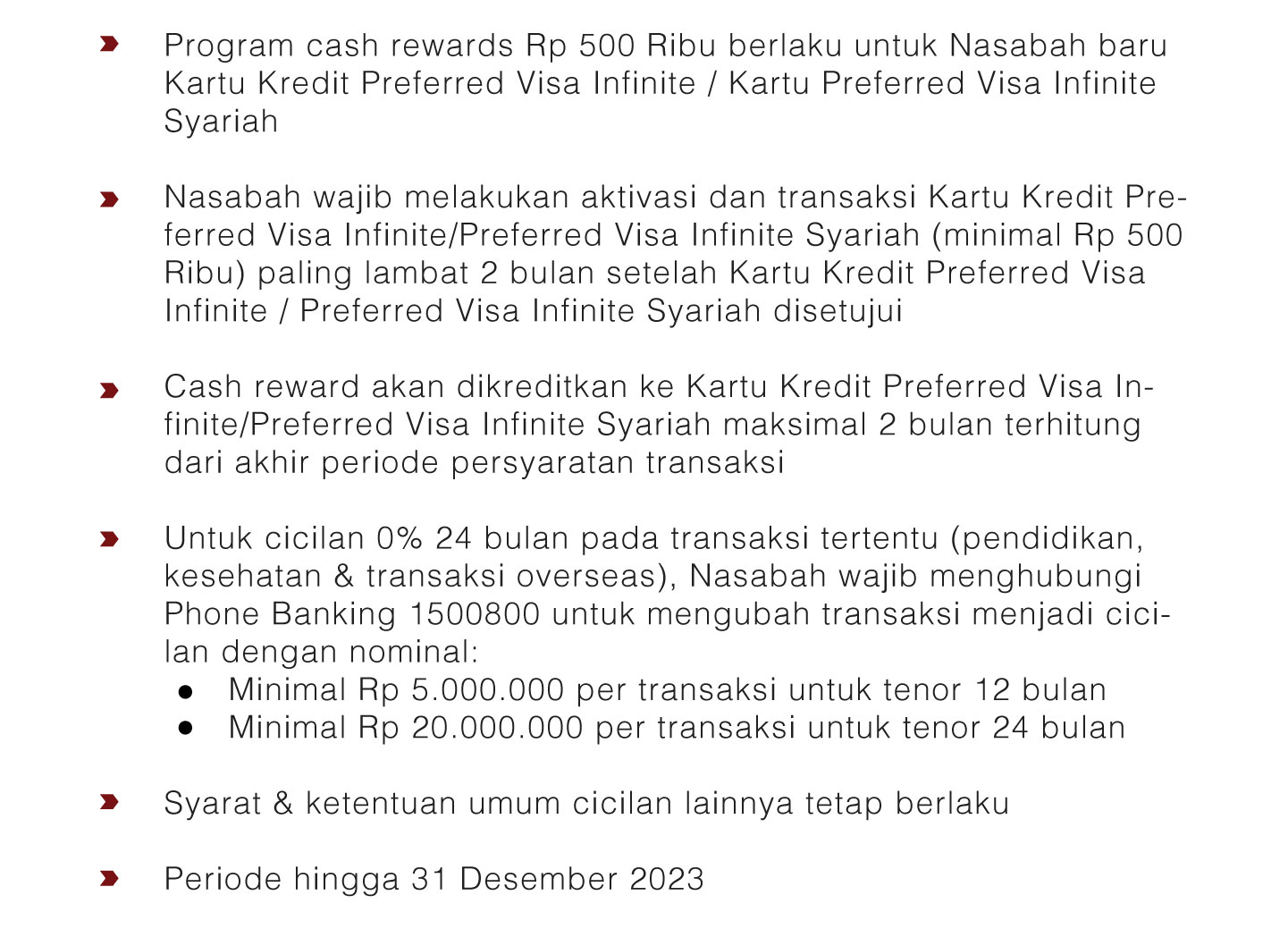 Cashback Rp 500 Ribu, Apply Kartu Kredit Preferred Visa Infinite