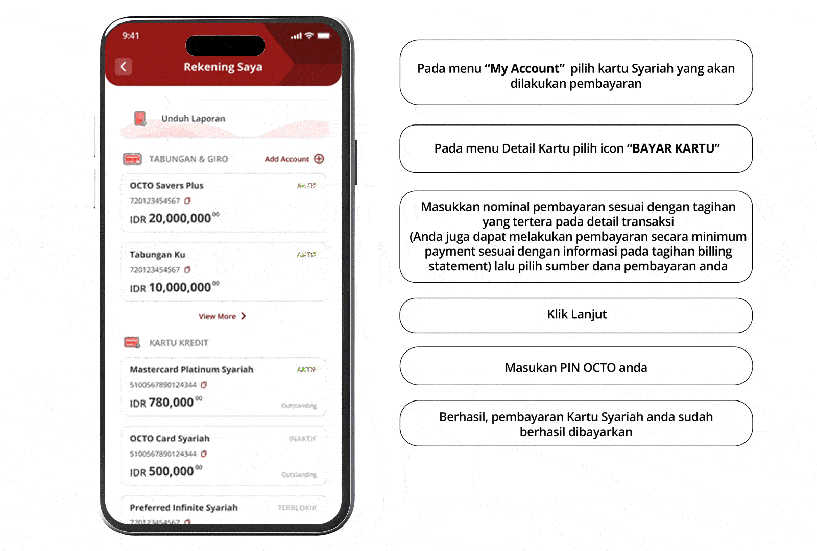 Cara Pembayaran Kartu Syariah Lewat Aplikasi OCTO 